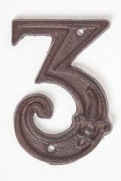 Homescapes Cast Iron House number, 3 in Brown