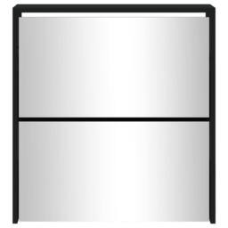Berkfield Home Shoe Cabinet with Mirror 2-Layer Black 63x17x67 cm - Size: 63 x 17 x 67 cm - thumbnail 5