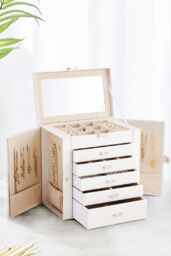 H&O Direct Fashion Jewellery Box with Drawers in White - thumbnail 2