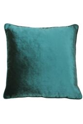 Paoletti Luxe Velvet Piped Cushion in Jade - Size: 55 cm x 55 cm - thumbnail 1