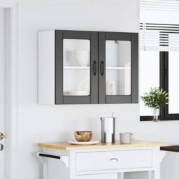 Berkfield Home Kitchen Wall Cabinet with Glass Door Lucca Black Engineered Wood - thumbnail 3