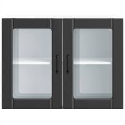 Berkfield Home Kitchen Wall Cabinet with Glass Door Lucca Black Engineered Wood - thumbnail 6