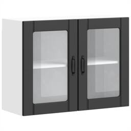 Berkfield Home Kitchen Wall Cabinet with Glass Door Lucca Black Engineered Wood
