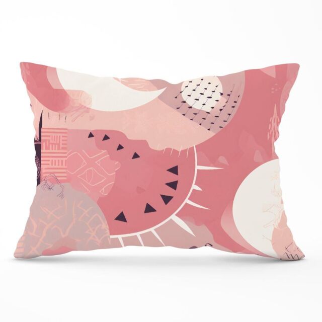 Warren Reed - Designer Abstract Pink White Cushions - Size: 45 cm x 45 cm - image 1