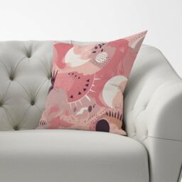 Warren Reed - Designer Abstract Pink White Cushions - Size: 45 cm x 45 cm - thumbnail 2