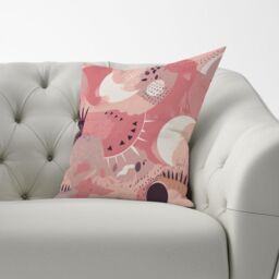 Warren Reed - Designer Abstract Pink White Cushions - Size: 45 cm x 45 cm - thumbnail 3