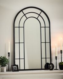 Dibor Classic Black Tall Rounded Decorative Indoor Bedroom, Bathroom, Hallway, Arch Mirror H107cm x 65cm - Size: Large - thumbnail 1