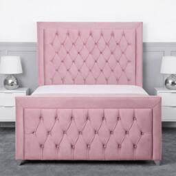 Living Comfort Bedz Ember Plush Velvet Upholstered Bed Slatted Base with 48Inch Headboard in Pink - Size: Single - thumbnail 2