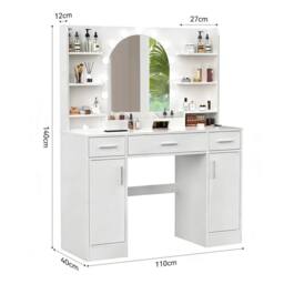 PAWNORA Large Makeup Vanity Table with LED in White - thumbnail 2