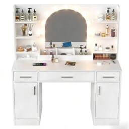 PAWNORA Large Makeup Vanity Table with LED in White