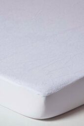 Homescapes Waterproof Terry Towelling Mattress Protector in White - Size: Double