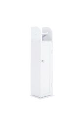 Living and Home White Wooden Freestanding Toilet Roll Holder&Bathroom Storage Cupboard - thumbnail 4