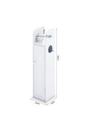 Living and Home White Wooden Freestanding Toilet Roll Holder&Bathroom Storage Cupboard - thumbnail 6