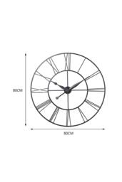 ExtraStar Large Vintage Metal Wall Clock with Roman Numerals in Grey - thumbnail 4
