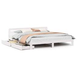 Berkfield Home Bed Frame without Mattress White 180x200 cm Super King Solid Wood Pine - thumbnail 1