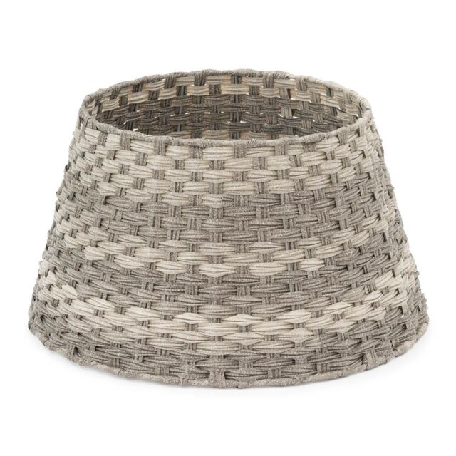 Christmas Village Round Rattan Christmas Tree Skirt - Two-tone Grey - image 1