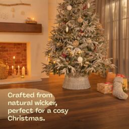 Christmas Village Round Rattan Christmas Tree Skirt - Two-tone Grey - thumbnail 3
