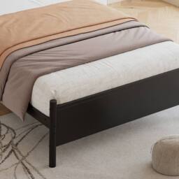 BTM Metal Bed with PU Upholstered Headboard, Black Iron Frame - Size: Single - thumbnail 8