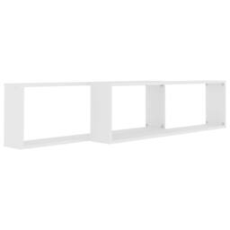 Berkfield Home Wall Cube Shelf 2 pcs White 100x15x30 cm Engineered Wood - Size: 100 x 15 x 30 cm - thumbnail 4