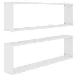 Berkfield Home Wall Cube Shelf 2 pcs White 100x15x30 cm Engineered Wood - Size: 100 x 15 x 30 cm - thumbnail 3