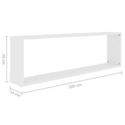 Berkfield Home Wall Cube Shelf 2 pcs White 100x15x30 cm Engineered Wood - Size: 100 x 15 x 30 cm - thumbnail 9