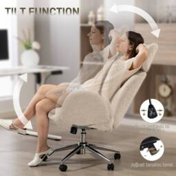 STILVORA Office Chair with Adjustable Headrest & Boucle Fabric in Grey - thumbnail 8