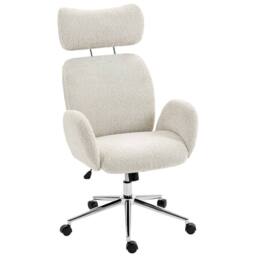 STILVORA Office Chair with Adjustable Headrest & Boucle Fabric in Grey - thumbnail 4