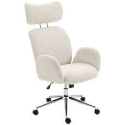 STILVORA Office Chair with Adjustable Headrest & Boucle Fabric in Grey - thumbnail 5