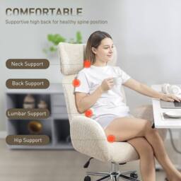 STILVORA Office Chair with Adjustable Headrest & Boucle Fabric in Grey - thumbnail 6