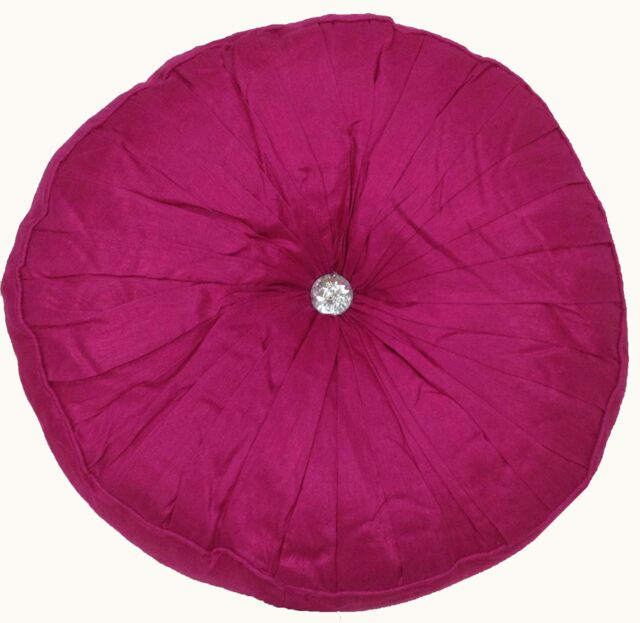 Rapport Home Diamond Round Polyester Cushion (43x43 cm) in Fuchsia - Size: 43 cm x 43 cm - image 1
