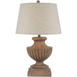 Lemon Pavilion Furniture and Decor Marbelle Table Lamp with Edged Linen Shade - L45 x W45 x H67 cm Brown