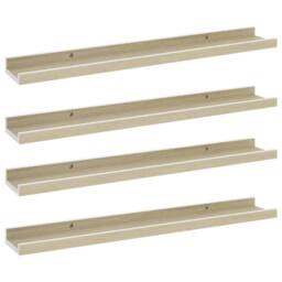 Berkfield Home Wall Shelves 4 pcs White & Sonoma Oak 60x9x3 cm in Natural - Size: 60 x 9 x 3 cm - thumbnail 3