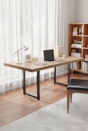 Living and Home Black Square Metal Desk Frame Desk Base w/ Adjustable Plastic Table Foot Protectors for Home, Kitchen, DIY Dining Table, 110cm W x - thumbnail 2