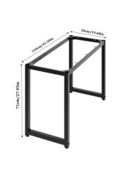 Living and Home Black Square Metal Desk Frame Desk Base w/ Adjustable Plastic Table Foot Protectors for Home, Kitchen, DIY Dining Table, 110cm W x - thumbnail 4