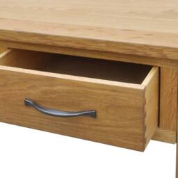 Berkfield Home Dressing Table with Stool Solid Oak Wood in Brown - thumbnail 5