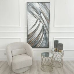 Modish Furnishing Monochrome Canvas with Gold Accents in White