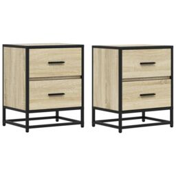Berkfield Home Bedside Cabinets 2 pcs Sonoma Oak 40x31x50 cm Engineered Wood in Brown - Size: 40 x 31 x 50 cm - thumbnail 2
