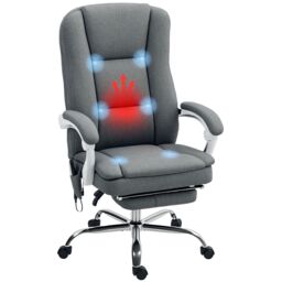 HOMCOM Massage Office Chair, Heated Reclining Desk Chair with Footrest, Grey - thumbnail 2