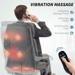 HOMCOM Massage Office Chair, Heated Reclining Desk Chair with Footrest, Grey - thumbnail 4