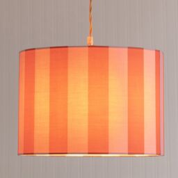 ValueLights Callie Colour Clash Orange & Pink Stripe Drum Lamp Shade with Bulb - Size: Small - thumbnail 1