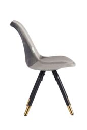 Life Interiors Set of 6 Sofia Ergonomic Modern Dining Chairs Upholstered in Velvet, Metal Legs with Gold End Caps in Dark Grey - thumbnail 3