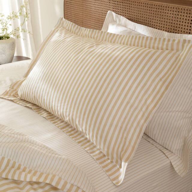 Yard Hebden Striped 100% Cotton Pillowcase Pair in Yellow - Size: Standard Pillow Case - image 1