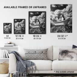 Artery8 Dog Lover Beagle Bathtub Black White Atmospheric Framed Art Print in Grey - Size: A4 - thumbnail 3