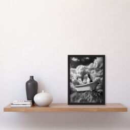Artery8 Dog Lover Beagle Bathtub Black White Atmospheric Framed Art Print in Grey - Size: A4 - thumbnail 4