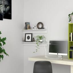 Berkfield Home Wall Shelf 2 pcs White 80x11.5x18 cm Engineered Wood - thumbnail 2