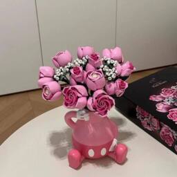 VOGREX Pretty Pink Roses Bouquet Floral Decor Display Gifts - thumbnail 3