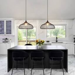 Living and Home Industrial Black Iron Pendant Light for Kitchen & Living Room - thumbnail 1