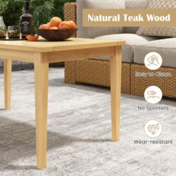 Gymax Outdoor Teak Wood Coffee Table Solid Wood Patio Side Table-Natural in Light Khaki - thumbnail 5