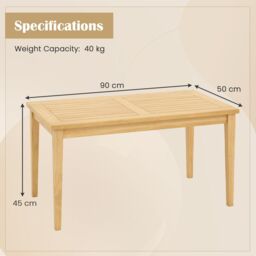 Gymax Outdoor Teak Wood Coffee Table Solid Wood Patio Side Table-Natural in Light Khaki - thumbnail 2