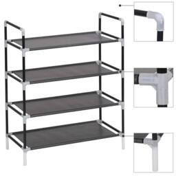 Berkfield Home Shoe Rack with 4 Shelves Metal & Non-woven Fabric Black - thumbnail 2